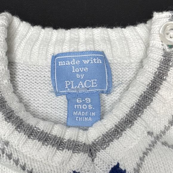 Children’s Place Argyle Sweater Vest Easter Pastels 100% Cotton Size 6-9 Months - Picture 3 of 6